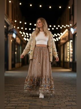 Boho Floral Maxi Cottagecore Skirt
